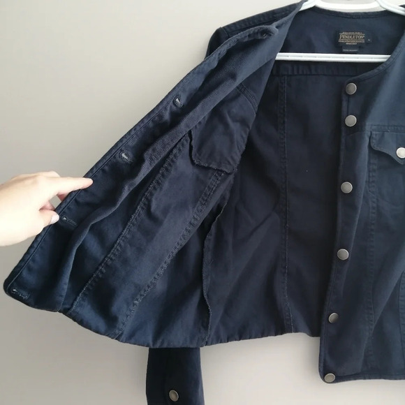 Pendleton Cotton Twill Laguna Utility Button Up Navy Jacket Military Style Large - Picture 6 of 16